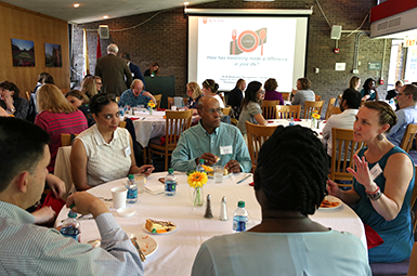 Faculty seated at Mentoring Lunch in Spring 2019